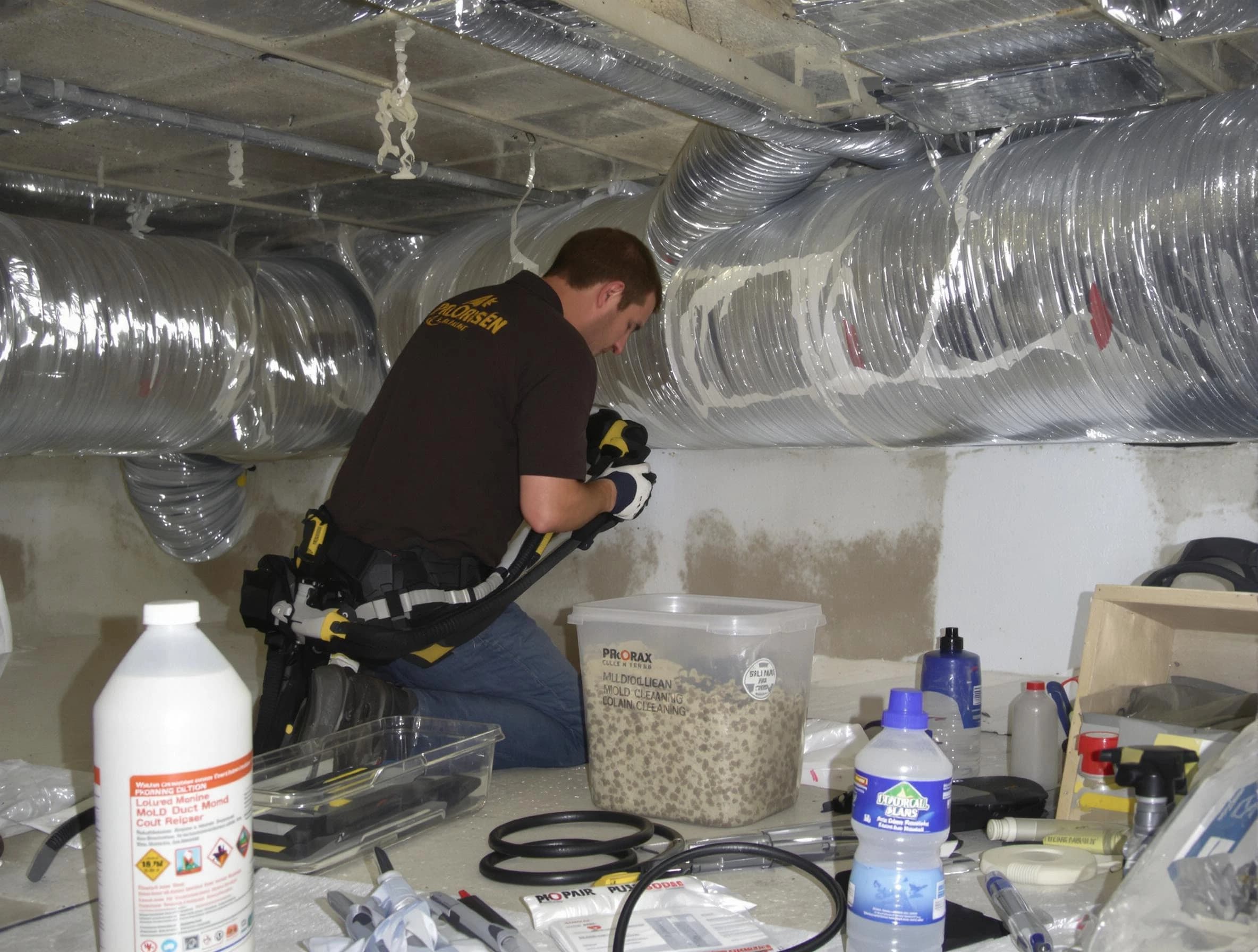 Lawrenceville Air Duct Cleaning specialist performing professional mold removal from air ducts in Lawrenceville