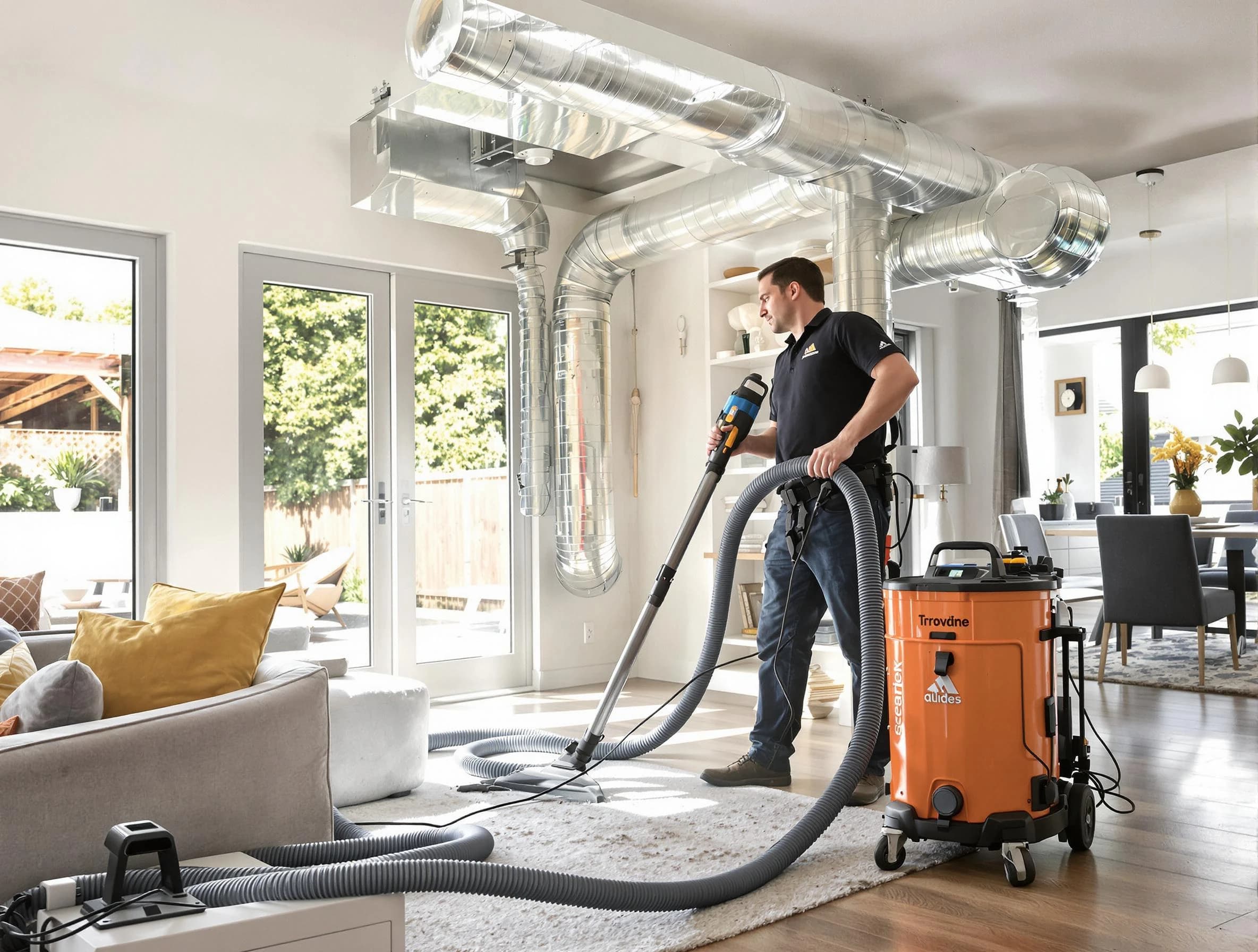 Lawrenceville Air Duct Cleaning specialist performing thorough residential duct cleaning using advanced equipment in Lawrenceville