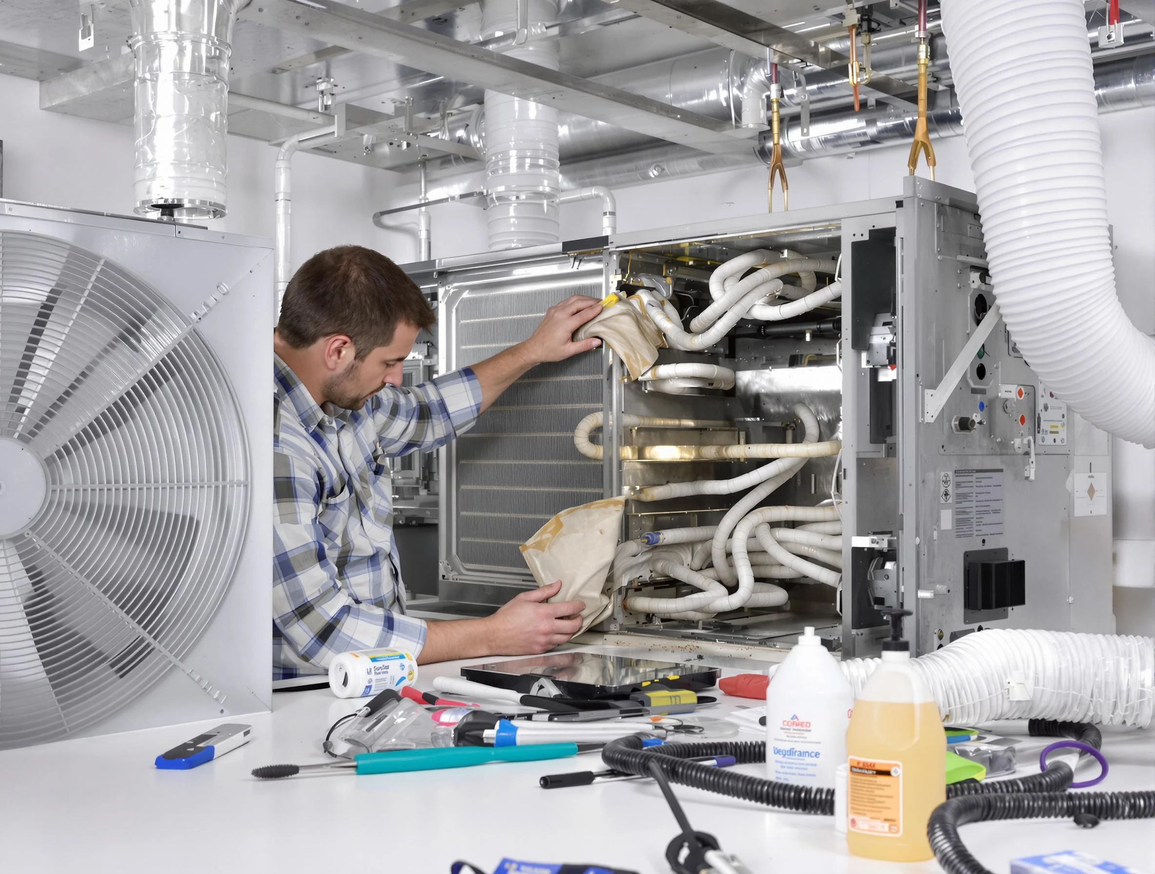 Lawrenceville Air Duct Cleaning specialist performing precision AC coil cleaning in Lawrenceville