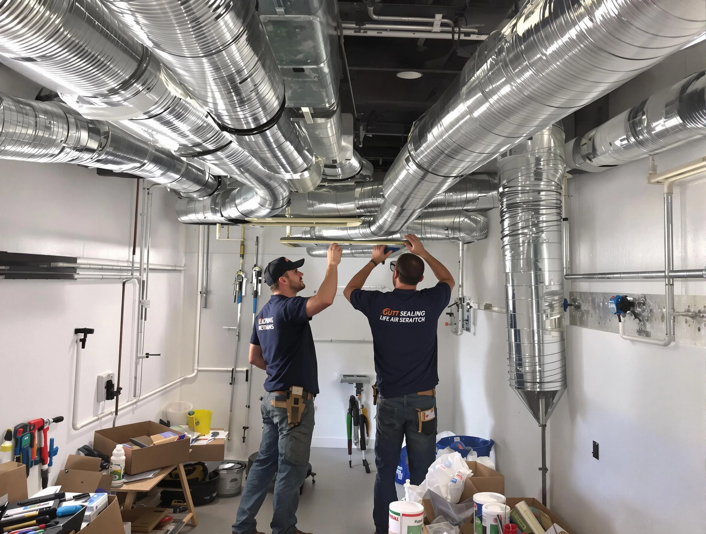 Lawrenceville Air Duct Cleaning technician applying professional duct sealing solutions in Lawrenceville