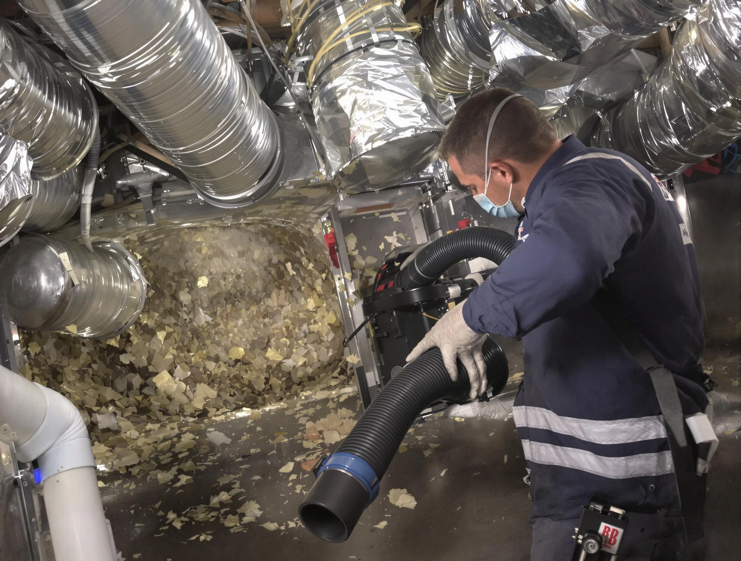 Lawrenceville Air Duct Cleaning specialist operating negative pressure cleaning equipment for thorough duct maintenance in Lawrenceville